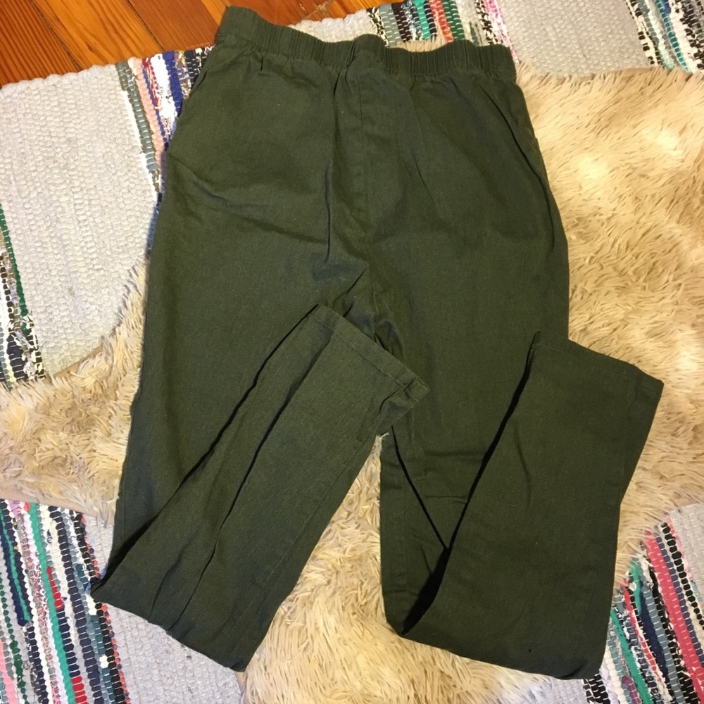 Army green High Waisted Pants Stretch band